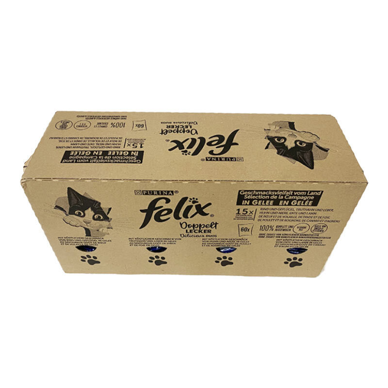  تصویر بسته پوچ گربه فلیکس با 4 طعم میکس در ژله Felix Mix Pack In Jelly بسته 60 عددی 