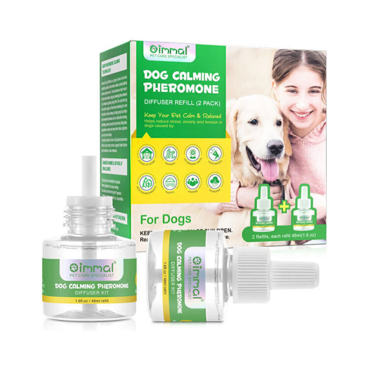 عکس کیت و محلول پخش کننده فرومون آرام بخش سگ اویمال Oimmal Dog Calming Pheromone Diffuser Kit بسته دو عددی