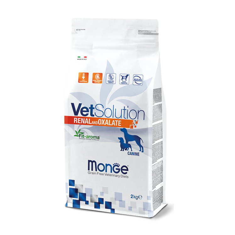 تصمیم غذای خشک درمانی سگ مخصوص کلیه و سنگ های اگزالاتی مونژ Monge VetSolution Renal and Oxalate Canine وزن 2 کیلوگرم