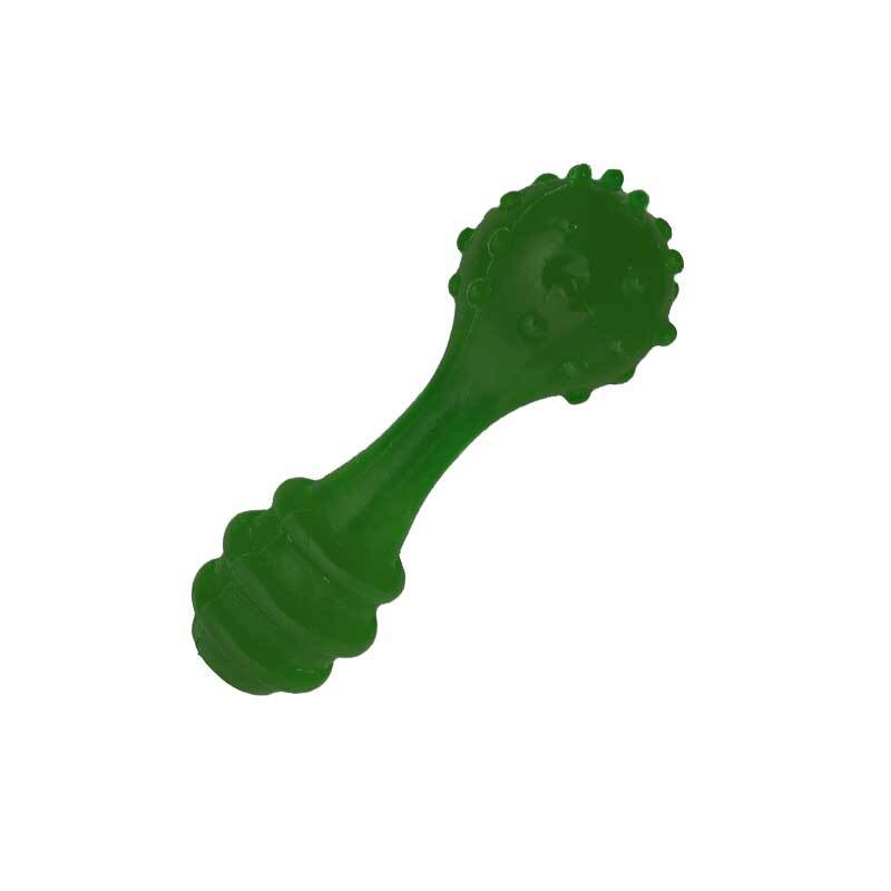  عکس اسباب بازی دندانی سگ طرح گرز و دمبل سبز یشمی 