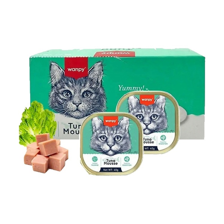 تصویر تکی ووم گربه ونپی با طعم ماهی تن Wanppy Tuna Mousse بسته 6 عددی
