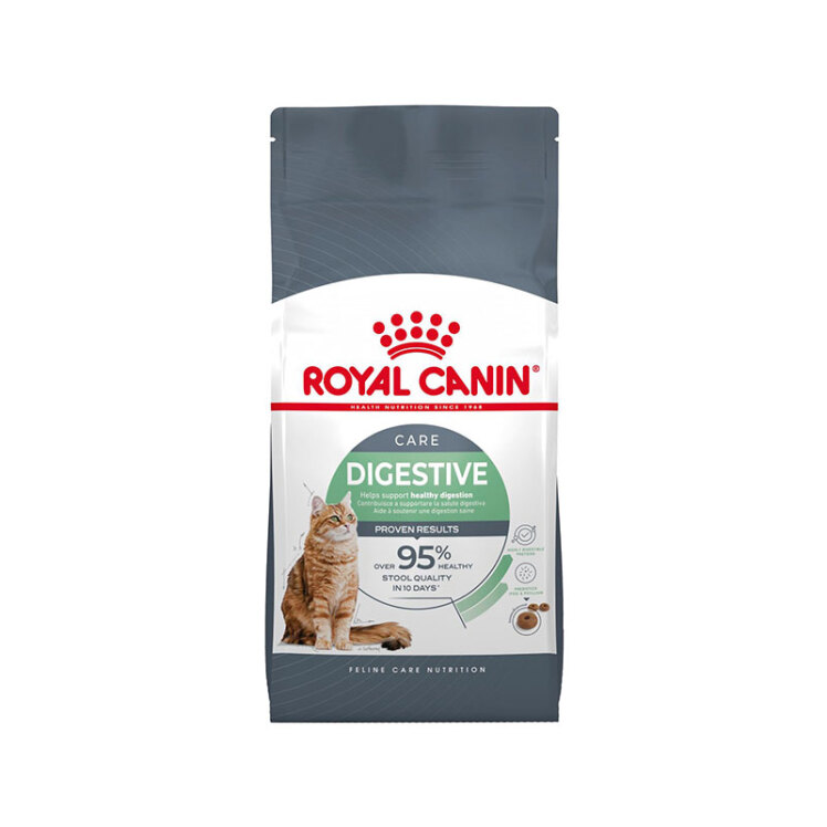عکس دانه غذای خشک گربه حمایت از سیستم گوارش رویال کنین مدل Royal Canin Digestive Care به همراه اینفوگرافی خواص