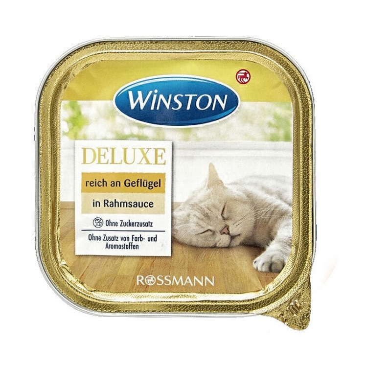 تصویر 2 غذای کاسه ای گربه وینستون با طعم گوشت پرندگان در سس خامه Winston Deluxe Poultry in Cream Sauce وزن 100 گرم