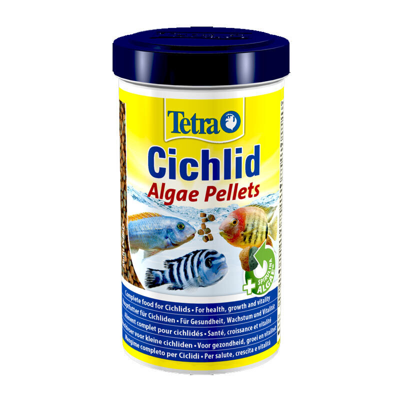  عکس قوطی غذای گرانوله مخصوص ماهی سیچلاید تترا Tetra Cichlid Algea حجم 500 میلی لیتر 