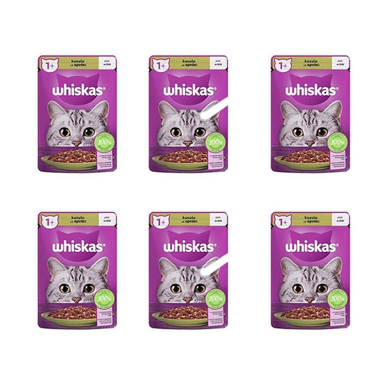 تصویر پوچ گربه ویسکاس با طعم گوشت بره در ژله Whiskas Lamb in Jelly وزن 85 گرم