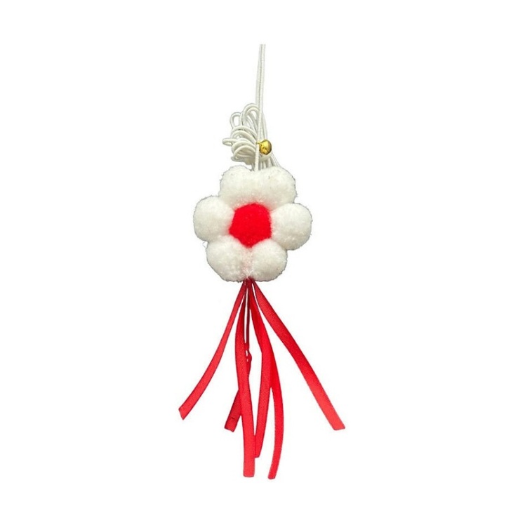 عکس اسباب بازی گربه پرس پت مدل آویز چسبان طرح گل ربان‌دار Perspet Hanging Cat Toy Flower Model رنگ صورتی