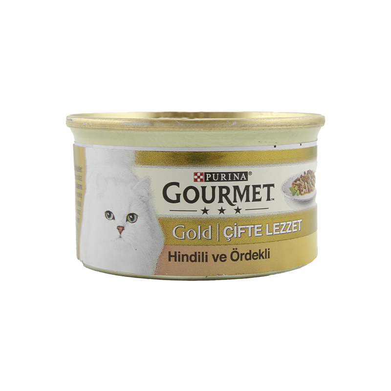  کنسرو غذای گربه با طعم بوقلمون و اردک گورمت Gourmet Gold Turkey & Duck وزن 85 گرم 