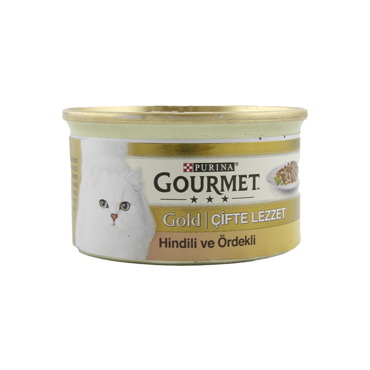 کنسرو غذای گربه با طعم بوقلمون و اردک گورمت Gourmet Gold Turkey & Duck وزن 85 گرم 