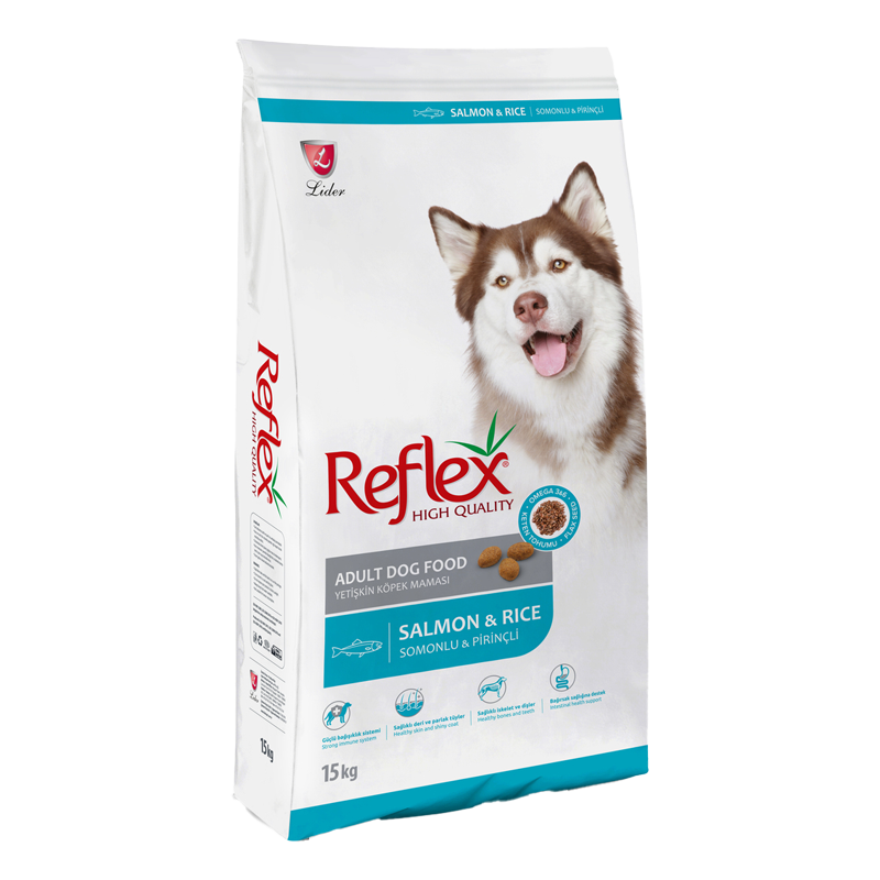 غذای خشک سگ رفلکس با طعم سالمون و برنج Reflex Adult Salmon & Rice وزن 15 کیلوگرم 
