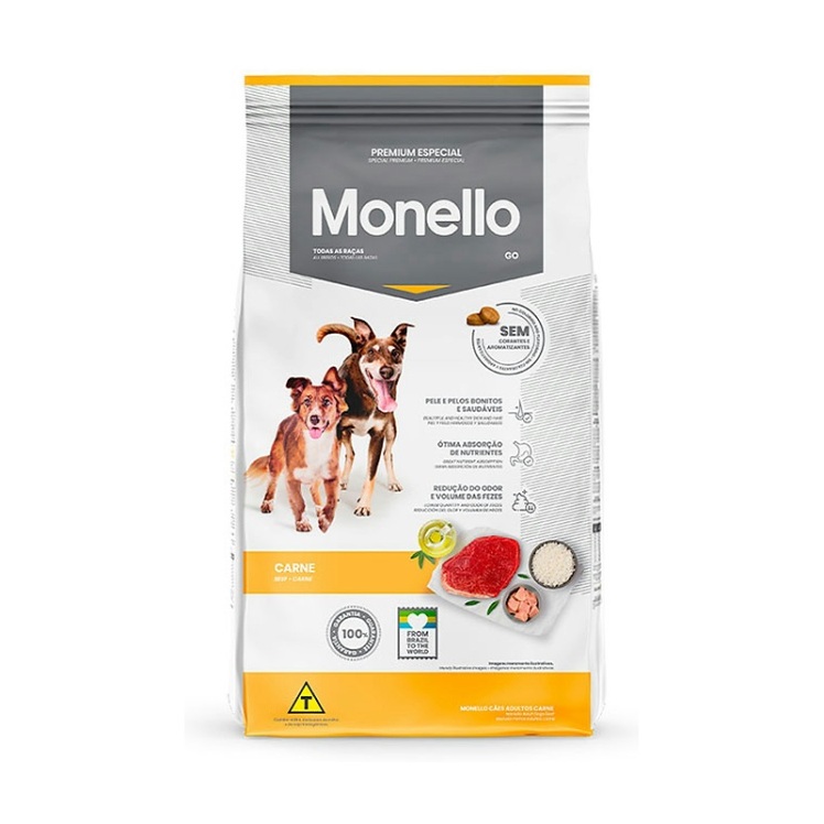 تصویر محتویات غذای خشک سگ بالغ پرانرژی مونلو با طعم گوشت Monello Go Adult Dog With Beef وزن 15 کیلوگرم