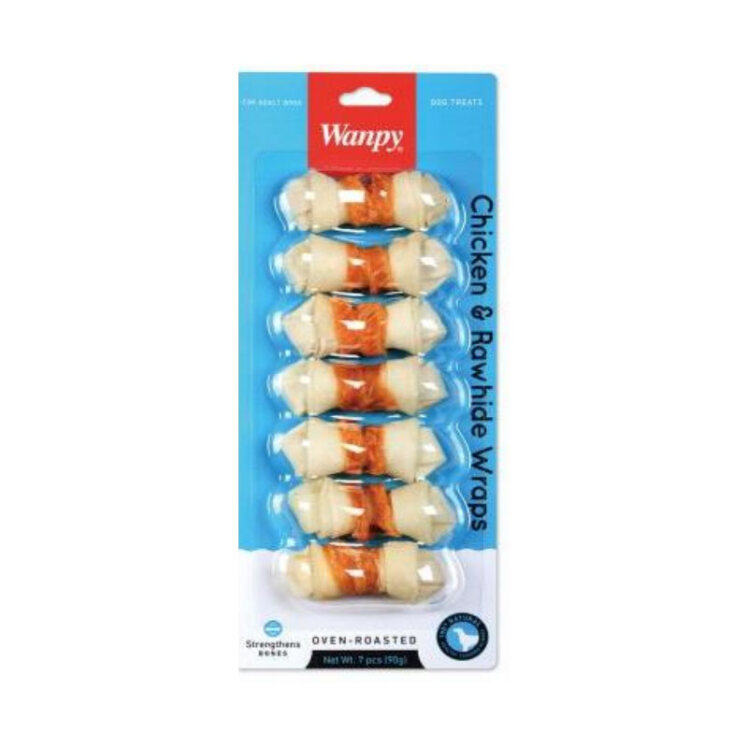 تصویر تشویقی سگ ونپی با دورپیچ طعم مرغ Wanpy Dog Treat With Chicken بسته 7 عددی