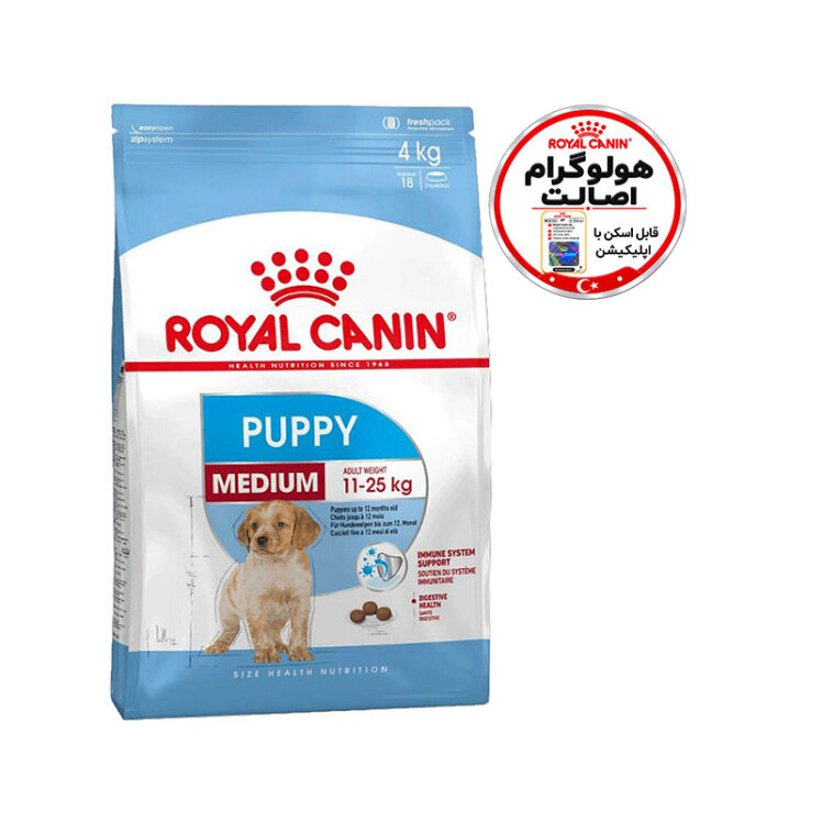 تصویر ویژگی‌های غذای خشک توله سگ مدیوم رویال کنین Royal Canin Medium Puppy وزن 4 کیلوگرم