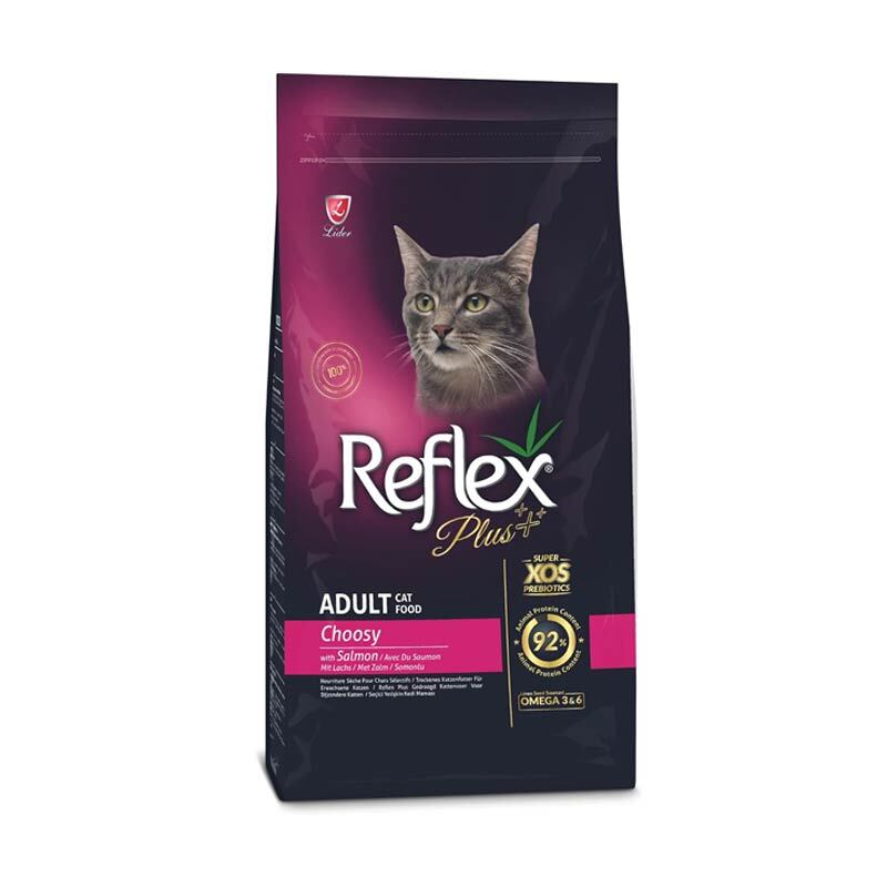  عکس بسته بندی غذای خشک گربه رفلکس پلاس مدل Reflex Plus Choosy with Salmon وزن 1.5 کیلوگرم 