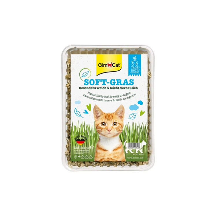 عکس بسته بندی بذر علف گربه جیم کت GimCat Cat Soft-Gras وزن 100 گرم