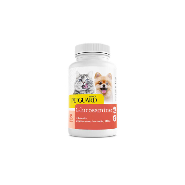 تصویر قرص گلوکزامین سگ و گربه پت گارد Petguard Cat & Dog Glucosamine Tablets بسته 75 عددی