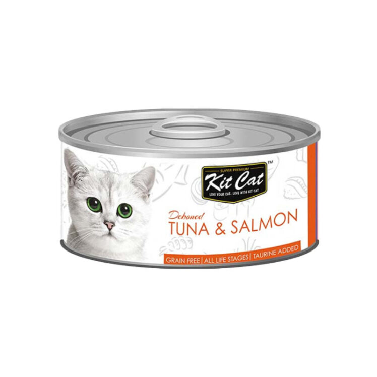تصویر کنسرو غذای گربه کیت کت با طعم ماهی تن و سالمون KitCat Tuna & Salmon وزن 80 گرم
