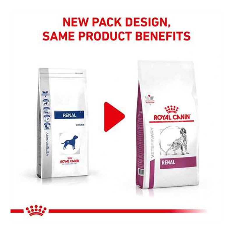  عکس تغییرات بسته بندی غذای خشک سگ رویال کنین مدل Renal وزن 2 کیلوگرم 