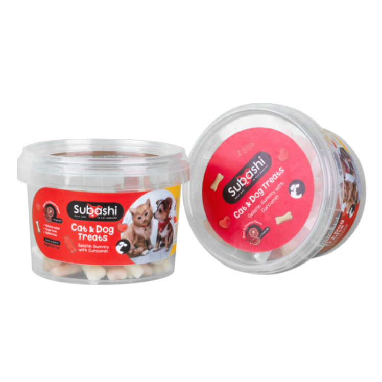 تصویر پاستیل تشویقی سگ و گربه سوباشی با طعم گوشت و پنیر Subashi Cats & Dog Treats وزن 100 گرم از نمای رو به رو