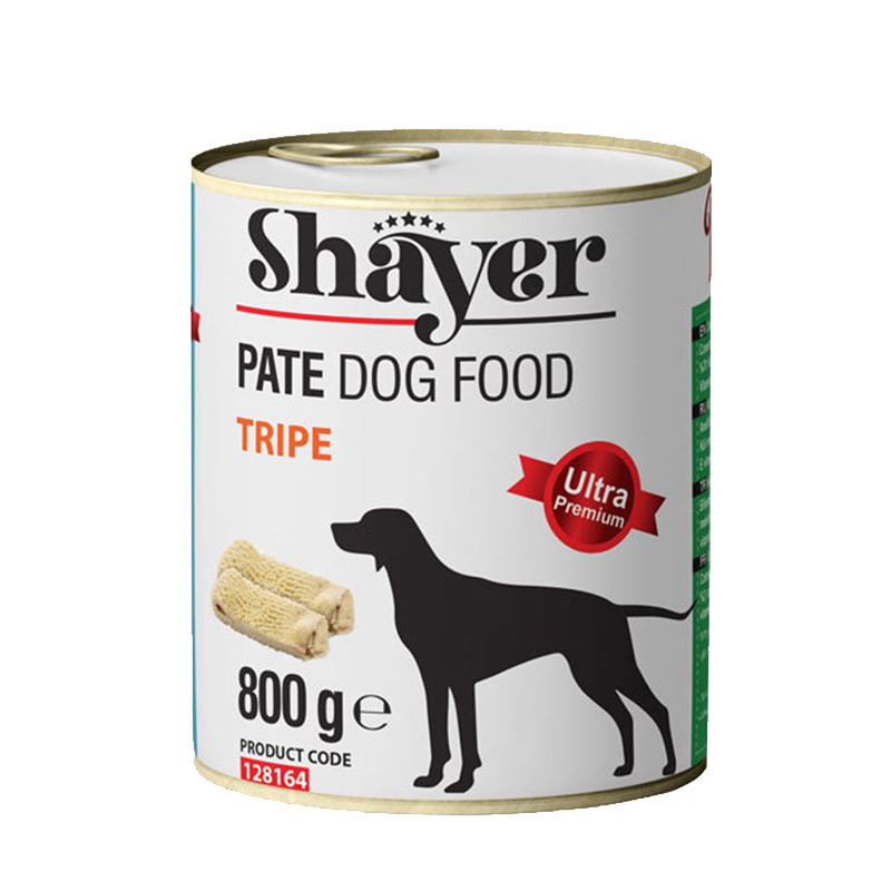  عکس بسته بندی کنسرو غذای سگ شایر مدل Trip وزن 800 گرم 