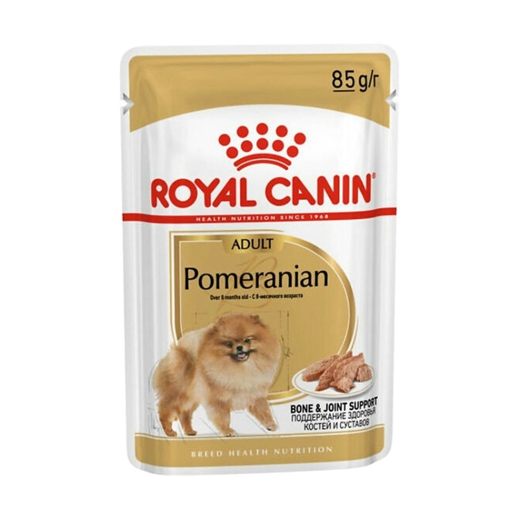 تصویر محتویات داخل پوچ سگ بالغ پامرانین رویال کنین Royal Canin Adult Pomeranian وزن 85 گرم