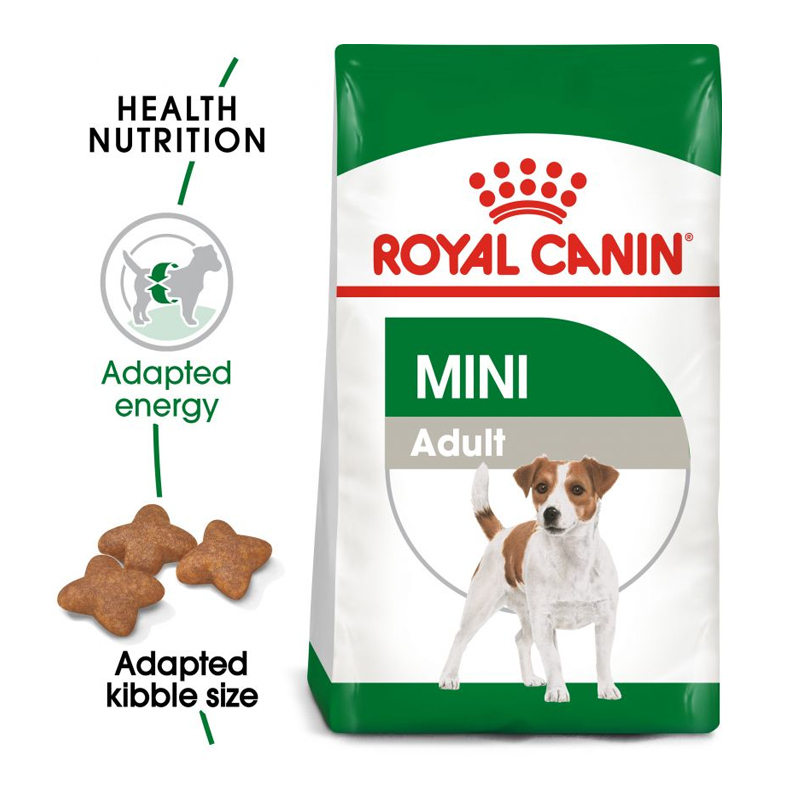  عکس جزییات بسته بندی غذای خشک سگ رویال کنین مدل Mini Adult وزن 2 کیلوگرم 