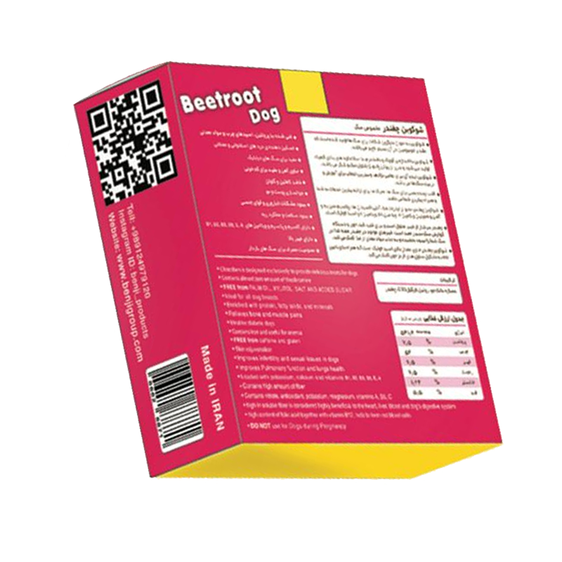  عکس پشت بسته بندی تشویقی سگ بنجی مدل ChocoBen Beetroot بسته 50 عددی 