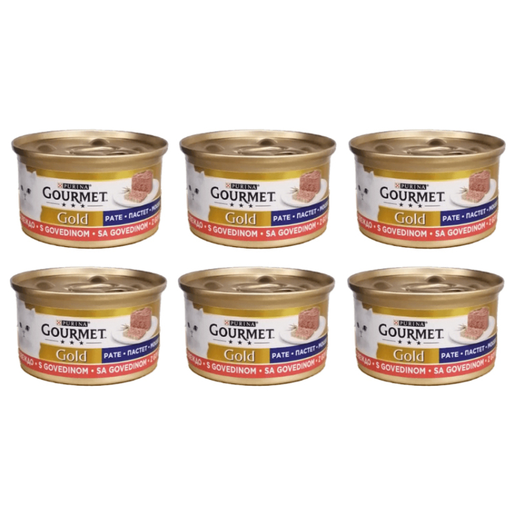 تصویر کنسرو غذای گربه گورمت با طعم گوشت گاو Gourmet Beef وزن ۸۵ گرم