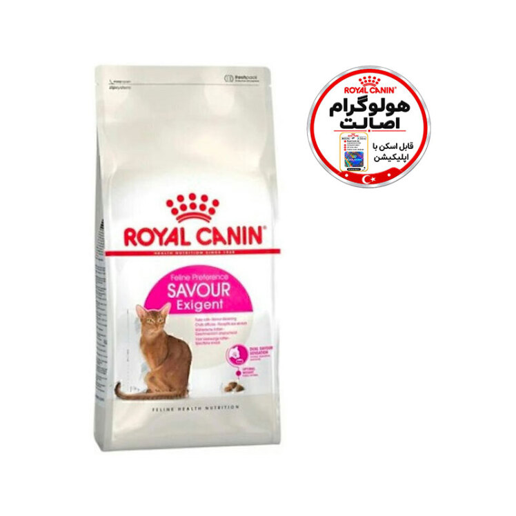 عکس جزییات بسته بندی غذای خشک گربه رویال کنین مدل Savour Exigent وزن 2 کیلوگرم
