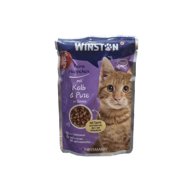 تصویر پوچ گربه وینستون با طعم گوشت گوساله و بوقلمون Winston Veal & Turkey وزن 100 گرم