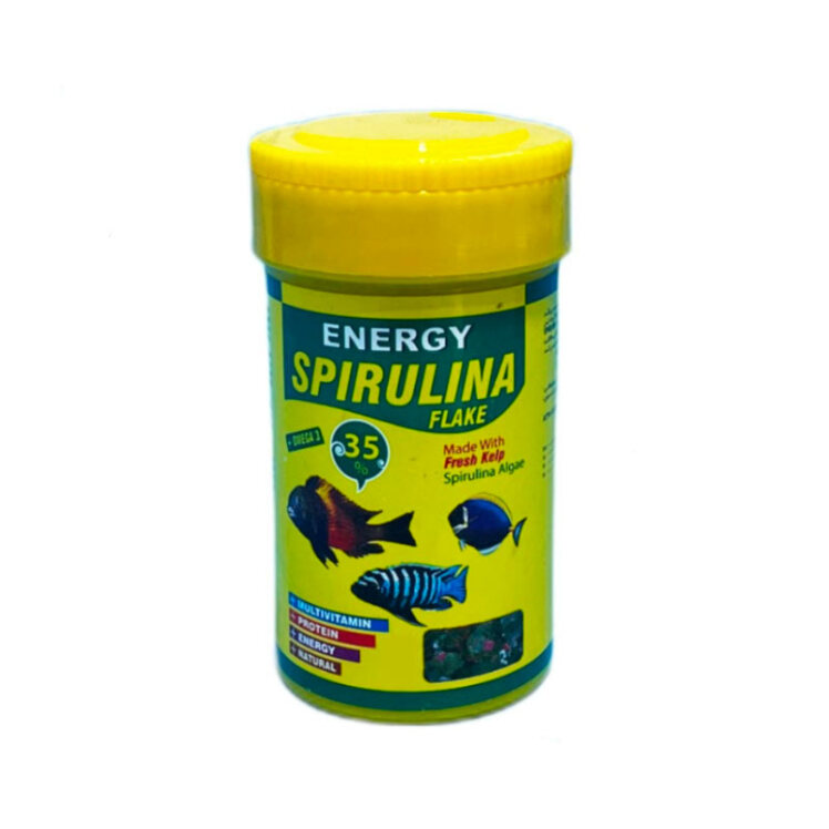 عکس قوطی غذای اسپیرولینا فلیک انرژی Energy Spirulina Flake حجم 100 میلی لیتر