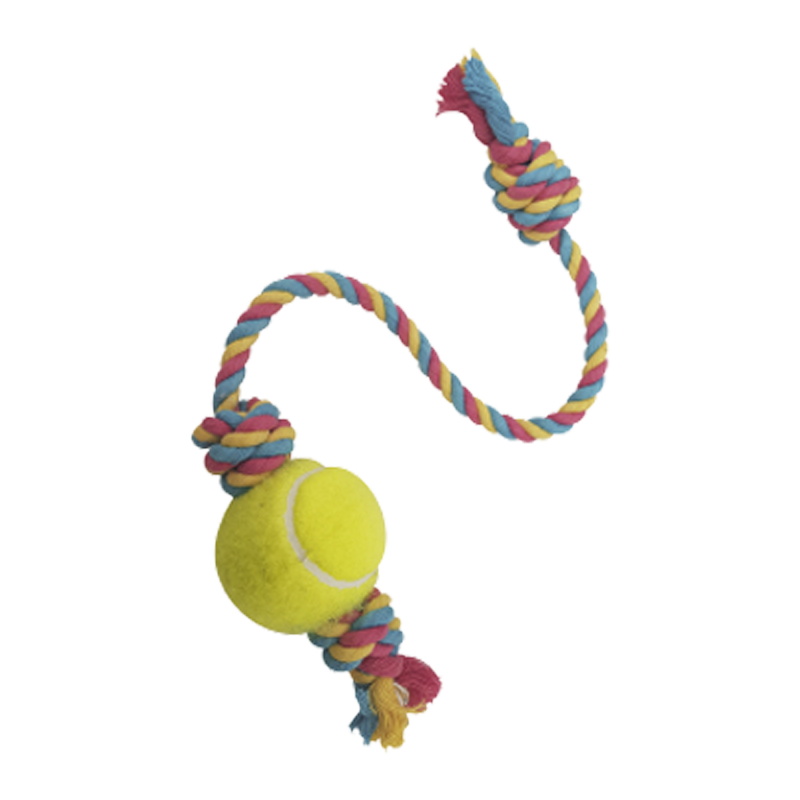 اسباب بازی سگ مدل توپ و طناب C رنگ زرد قرمز آبی 