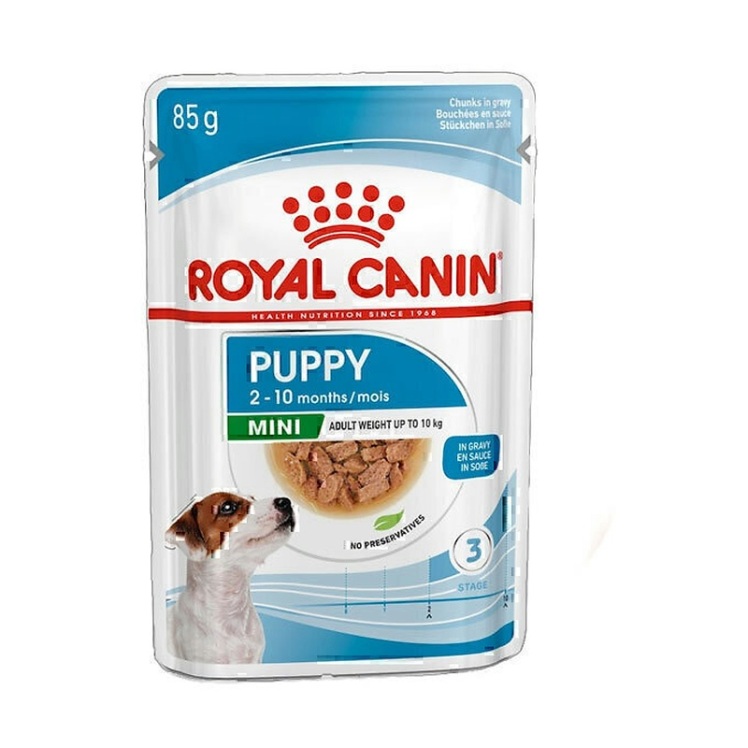 تصویر نمونه پوچ توله سگ رویال کنین Royal Canin Mini Puppy وزن ۸۵ گرم
