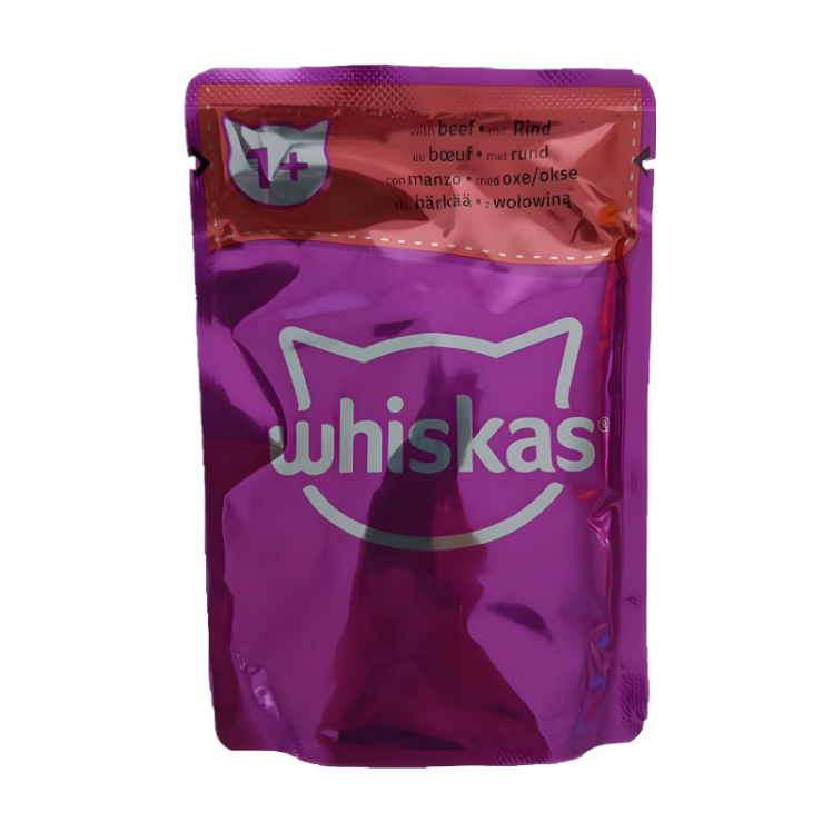 عکس راهنمای تغذیه پوچ گربه ویسکاس مدل Beef وزن 85 گرم