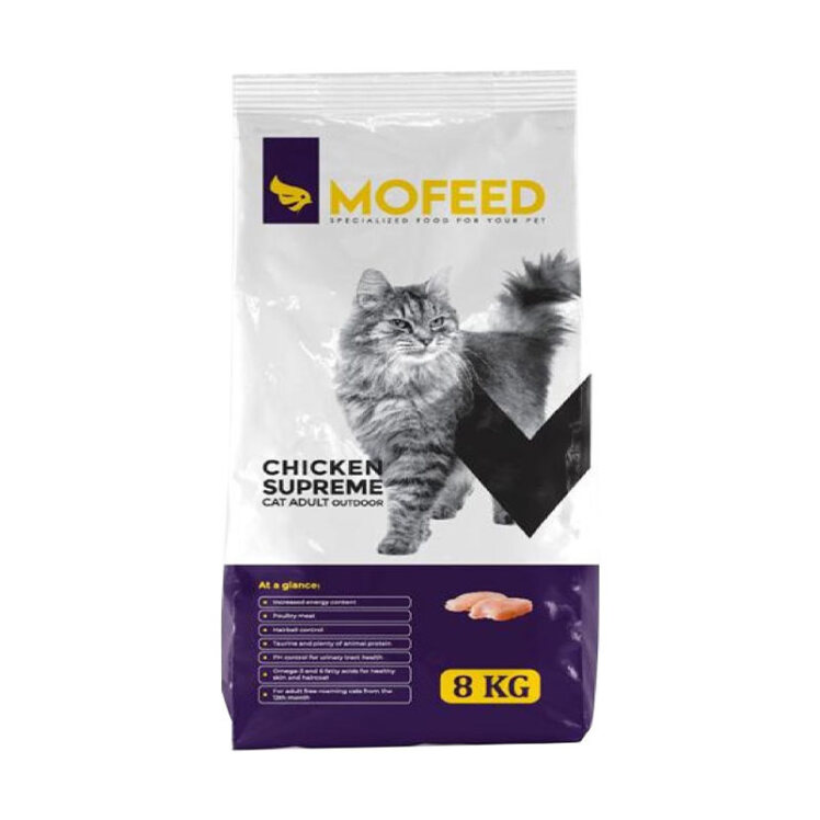 عکس غذای خشک گربه مولتی کالر مفید با طعم مرغ MoFeed Multi Color Chicken Supreme Cat Food وزن 8 کیلوگرم