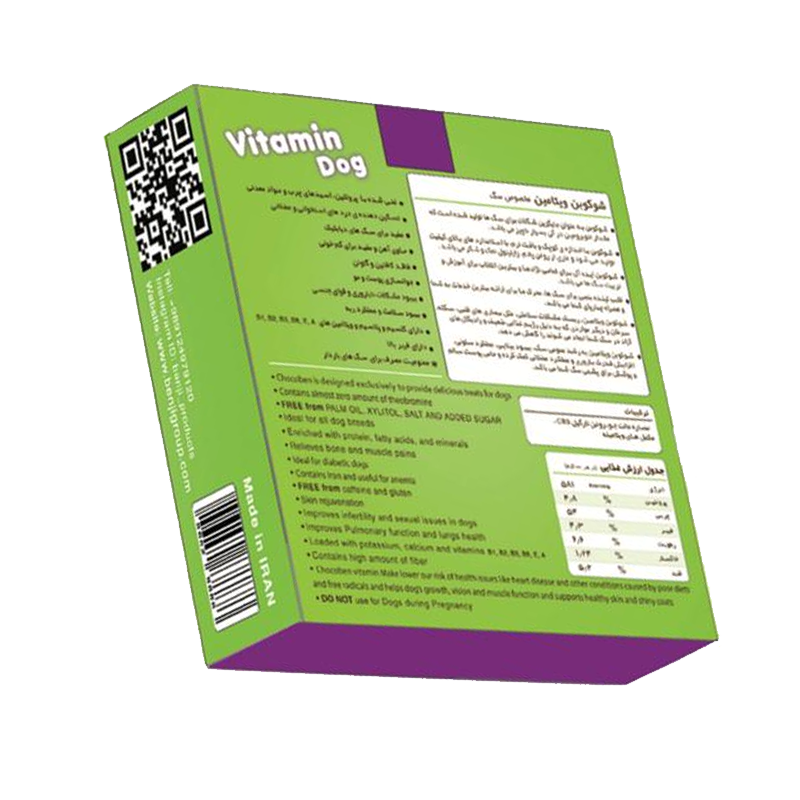  عکس پشت بسته بندی تشویقی سگ بنجی مدل ChocoBen Vitamin بسته 50 عددی 