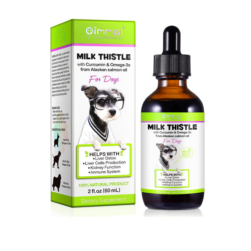  تصویر 1 قطره مناسب پاکسازی کبد سگ با رایحه خار مریم اویمال Oimmal Milk Thistle For Dogs حجم 60 میلی لیتر 