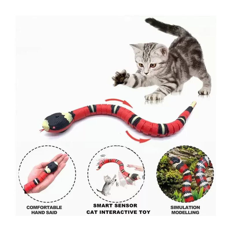  تصویر ویژگی های اسباب بازی مار شیری شارژی گربه زد اف ZF Milk Snake Electric Cat Toy اندازه 40 سانتی متر 