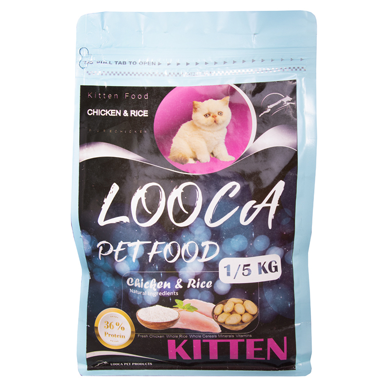  عکس بسته بندی غذای خشک بچه گربه لوکا مدل kitten fresh chicken & rice وزن 1.5 کیلوگرم 