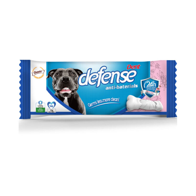 عکس بستهبندی تشویقی دنتال آنتی باکتریال سگ گناولرز Gnawlers Dent Defence Dog Treat بسته 1 عددی
