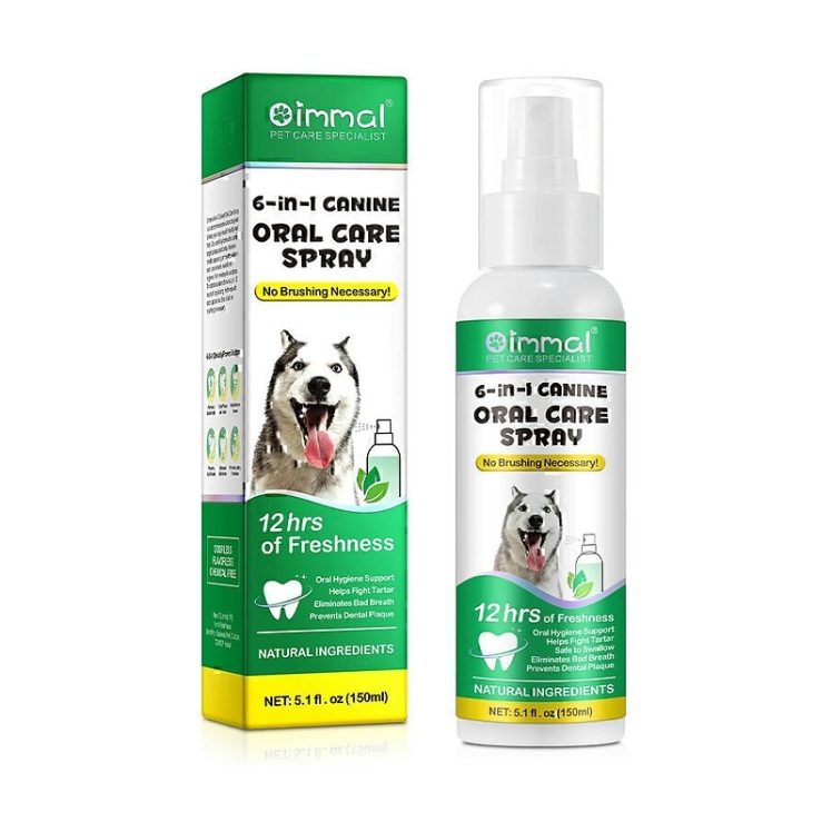 عکس ترکیبات اسپری مراقبت از دهان سگ اویمال حاوی عصاره آلوئه‌ورا و چای سبز Oimmal Oral Care Dog Spray حجم 150 میلی‌لیتر