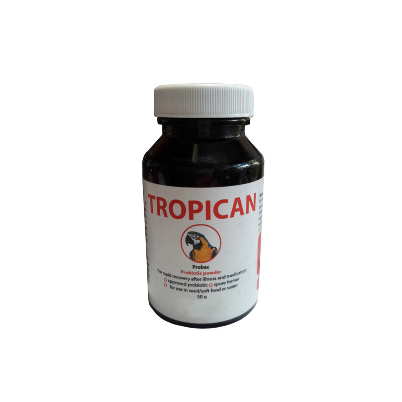  تصویر پروبیوتیک مخصوص پرندگان زینتی تروپیکن Tropican Probiotic Powder وزن 50 گرم 