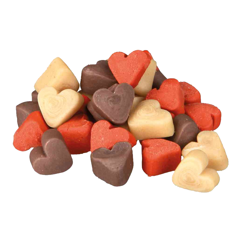  عکس دانه تشویقی سگ تریکسی مدل Mini Hearts با طعم مخلوط وزن 200 گرم 