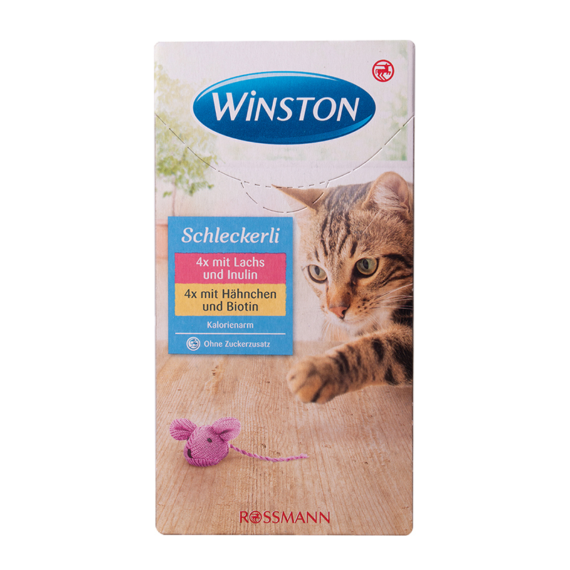  عکس جعبه بستنی گربه وینستون مدل Chicken & Fish بسته 8 عددی 