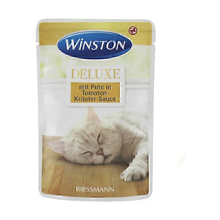 تصویر 2 پوچ گربه وینستون با طعم بوقلمون در سس گوجه فرنگی و سبزیجات معطر Winston Deluxe Turkey in Tomato & Herb Sauce وزن
