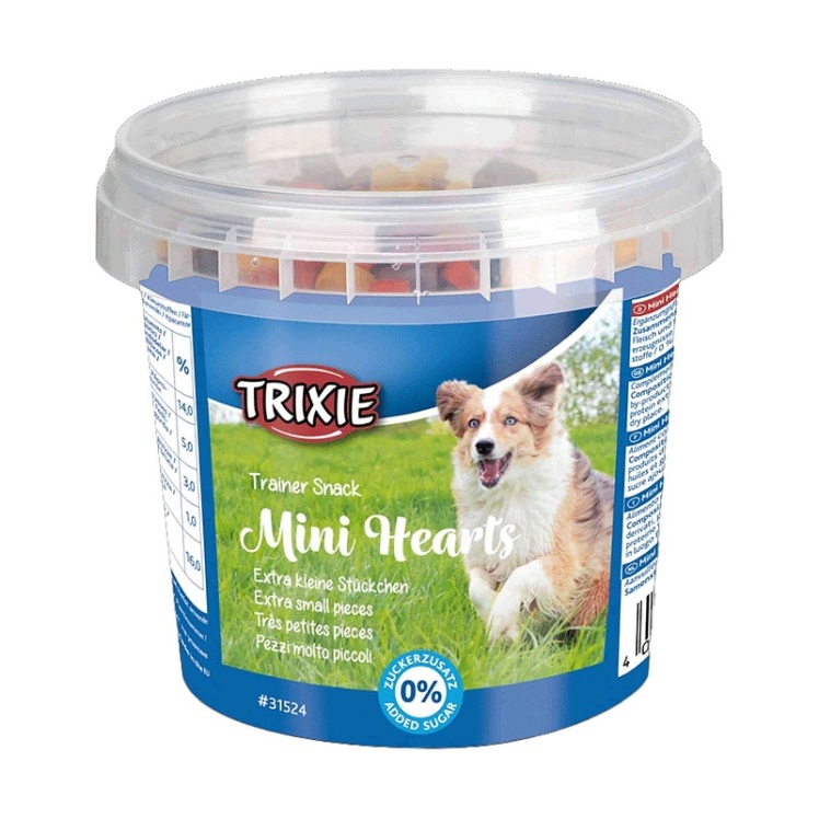 تصویر محتویات تشویقی سگ تریکسی با طعم مخلوط Trixie Mini Hearts وزن 200 گرم