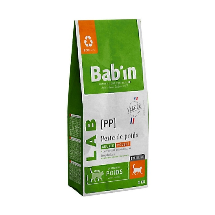 تصویر ترکیبات غذای خشک کاهش وزن گربه بابین Babin Adult Sterilised Weight Loss وزن 1.5 کیلوگرم