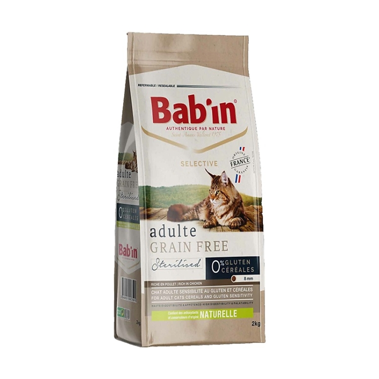 غذای خشک گربه بابین عقیم شده Babin Sterilised Grain Free Adult وزن 2 کیلوگرم کاتالوگ