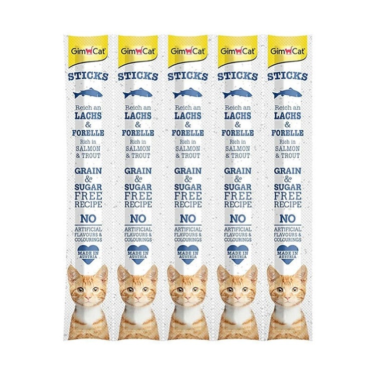 تصویر تشویقی مدادی گربه جیم کت با طعم ماهی سالمون GimCat Salmon Stick بسته 5 عددی از نمای داخل