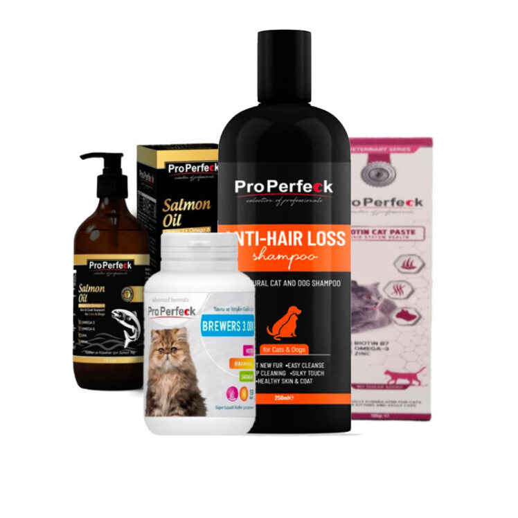 تصویر پک تقویتی پوست و مو گربه پروپرفک ProPerfeck Hair & Skin Care For Cats بسته 4 عددی همه محصولات