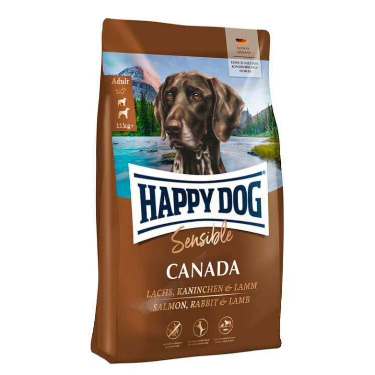 تصویر غذای خشک سوپر پرمیوم سگ بالغ هپی داگ Happy Dog Sensible Canada وزن 4 کیلوگرم از نمای رو به رو